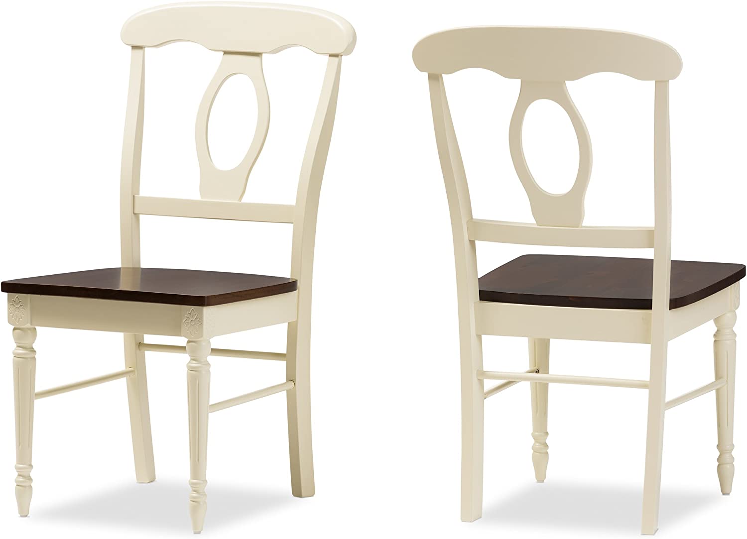 Baxton Studio Napoleon French Country Cottage Buttermilk and Cherry Brown Finishing Wood 5-Piece Dining Set